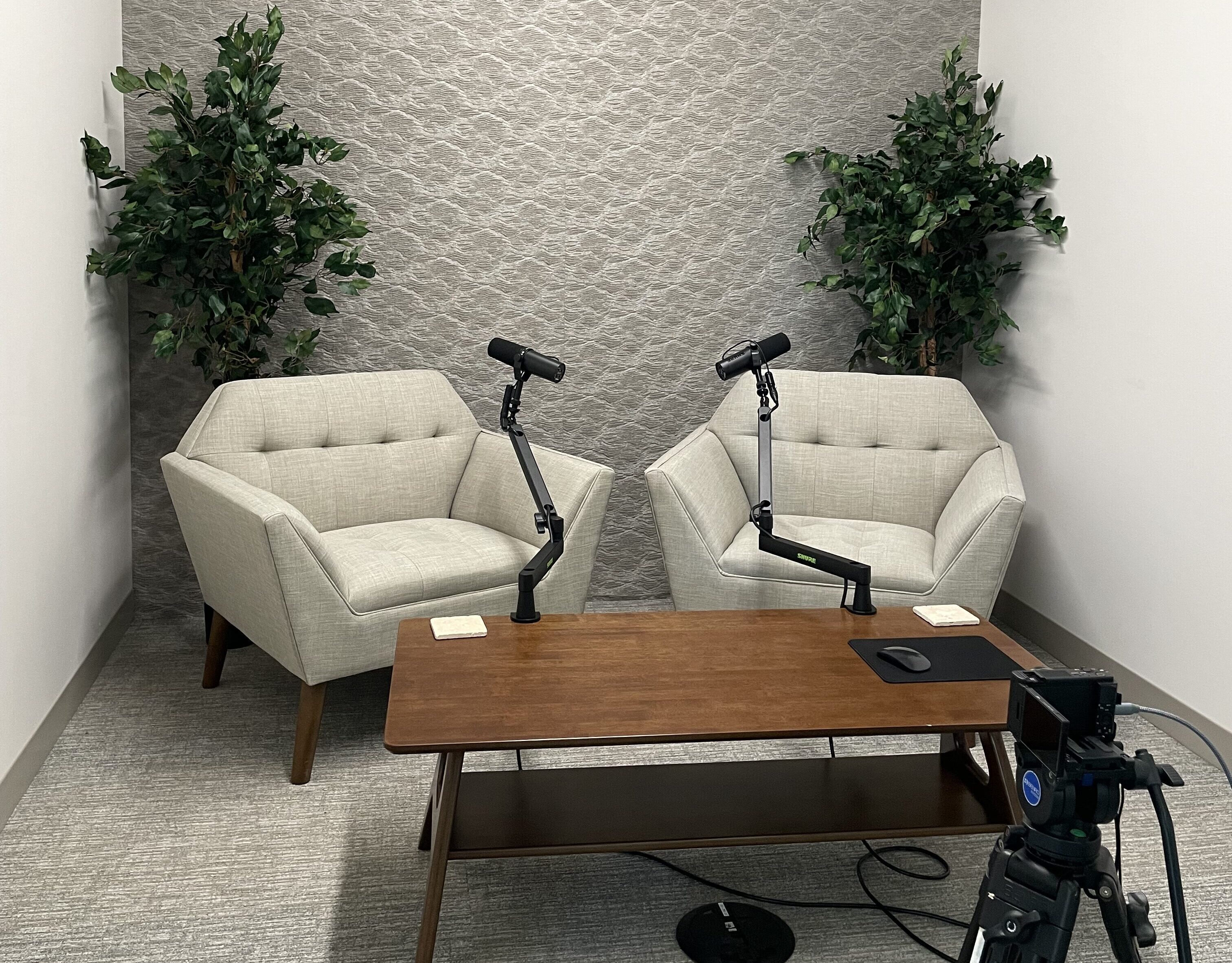 Podcast Studio within the injury law firm of Salvi, Schostok & Pritchard in Chicago, IL